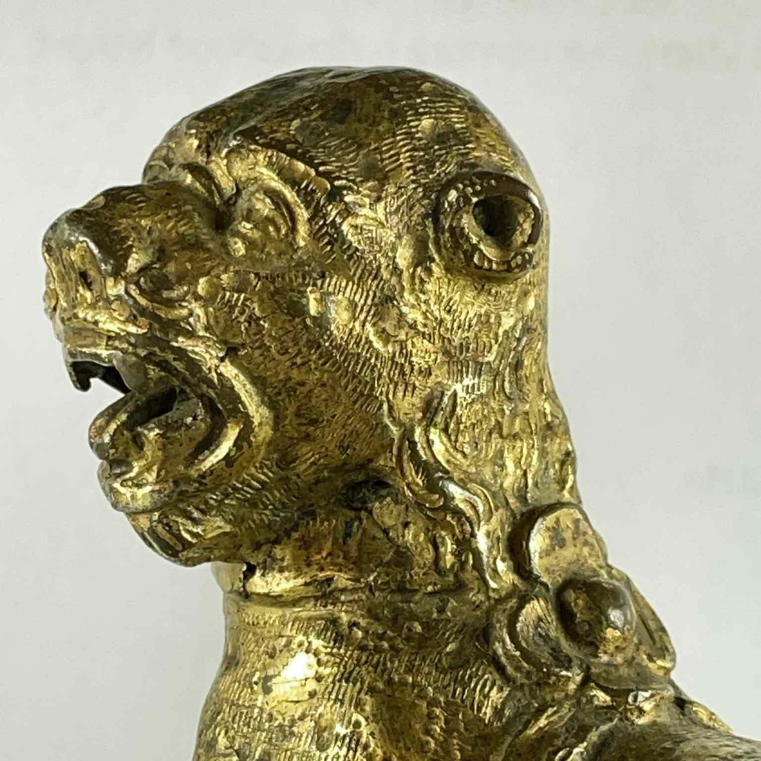 Pair Of Stylophorous Lions In Gilded Bronze Nuremberg 1500 photo vinterior