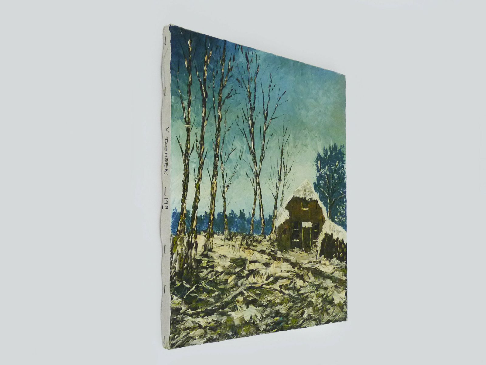 Oil On Canvas Village Of Jan Van Dooren Winter Landscape Signed photo 221.0