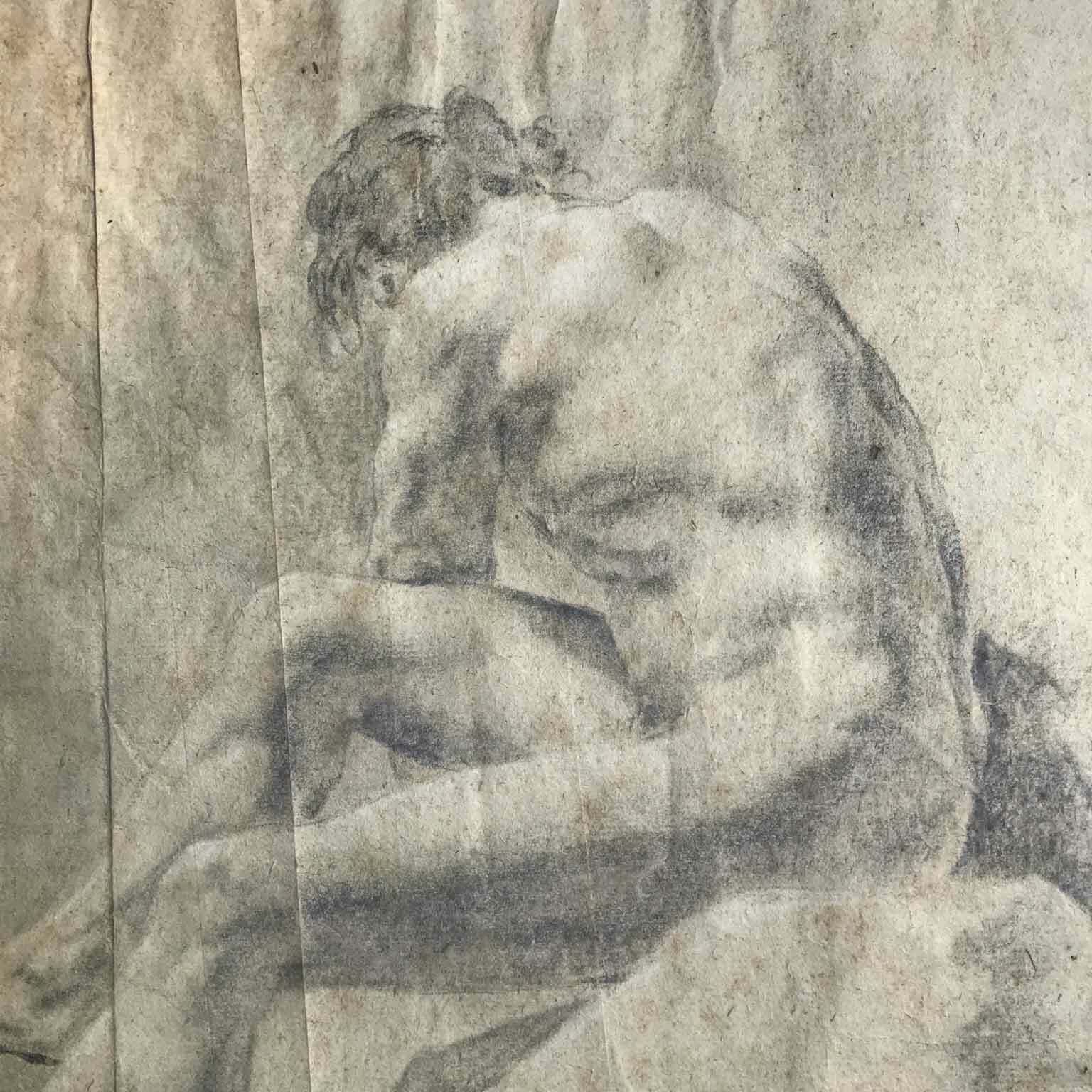 Academic Drawing Of Male Nude, 1800s photo vinterior