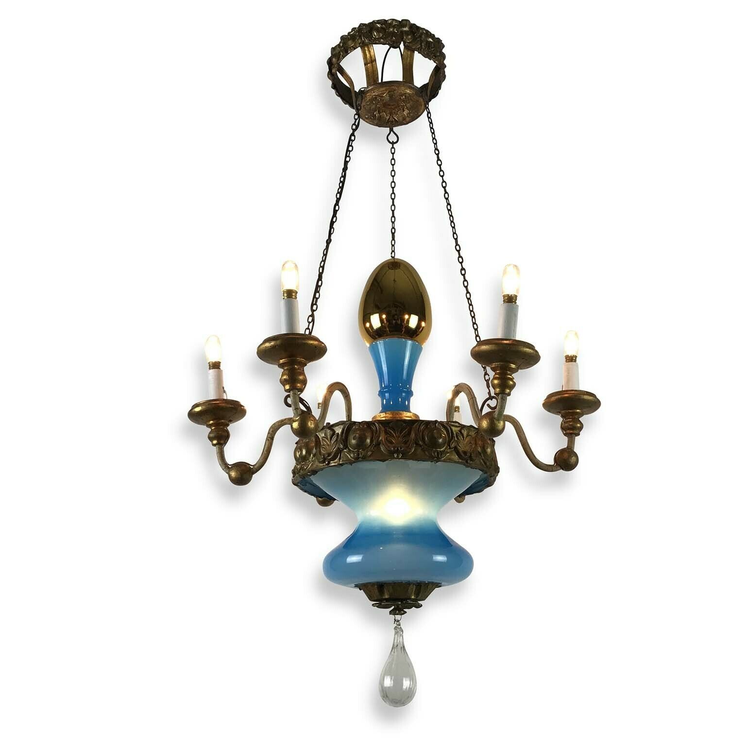 Turquoise And Golden Chandelier Lucca 19th Century photo 2589.0