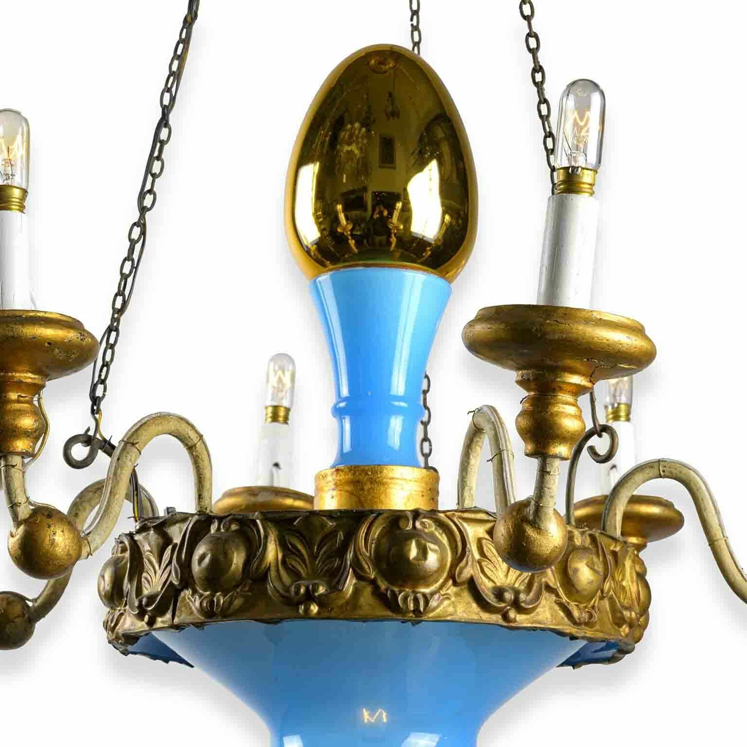 Turquoise And Golden Chandelier Lucca 19th Century photo vinterior