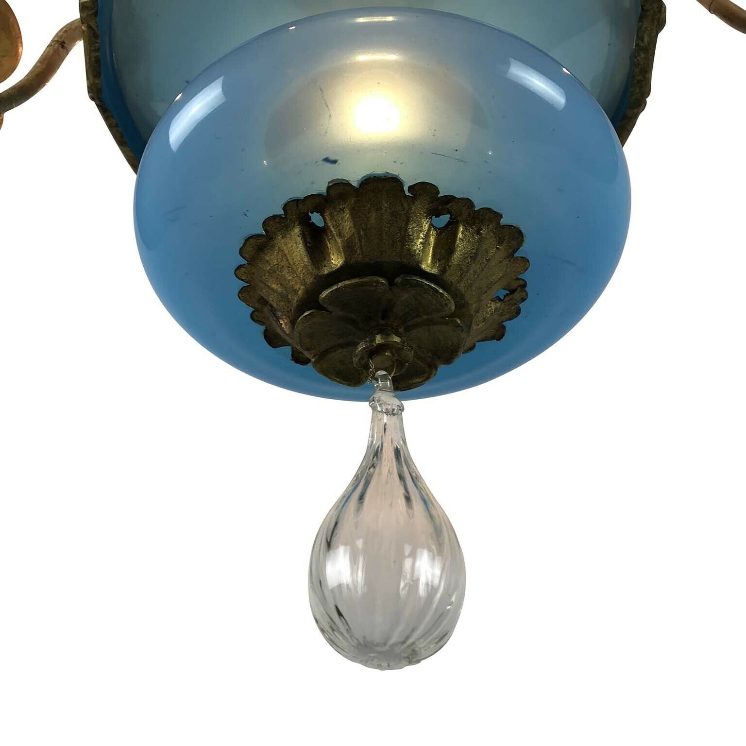 photo for sale Turquoise And Golden Chandelier Lucca 19th Century