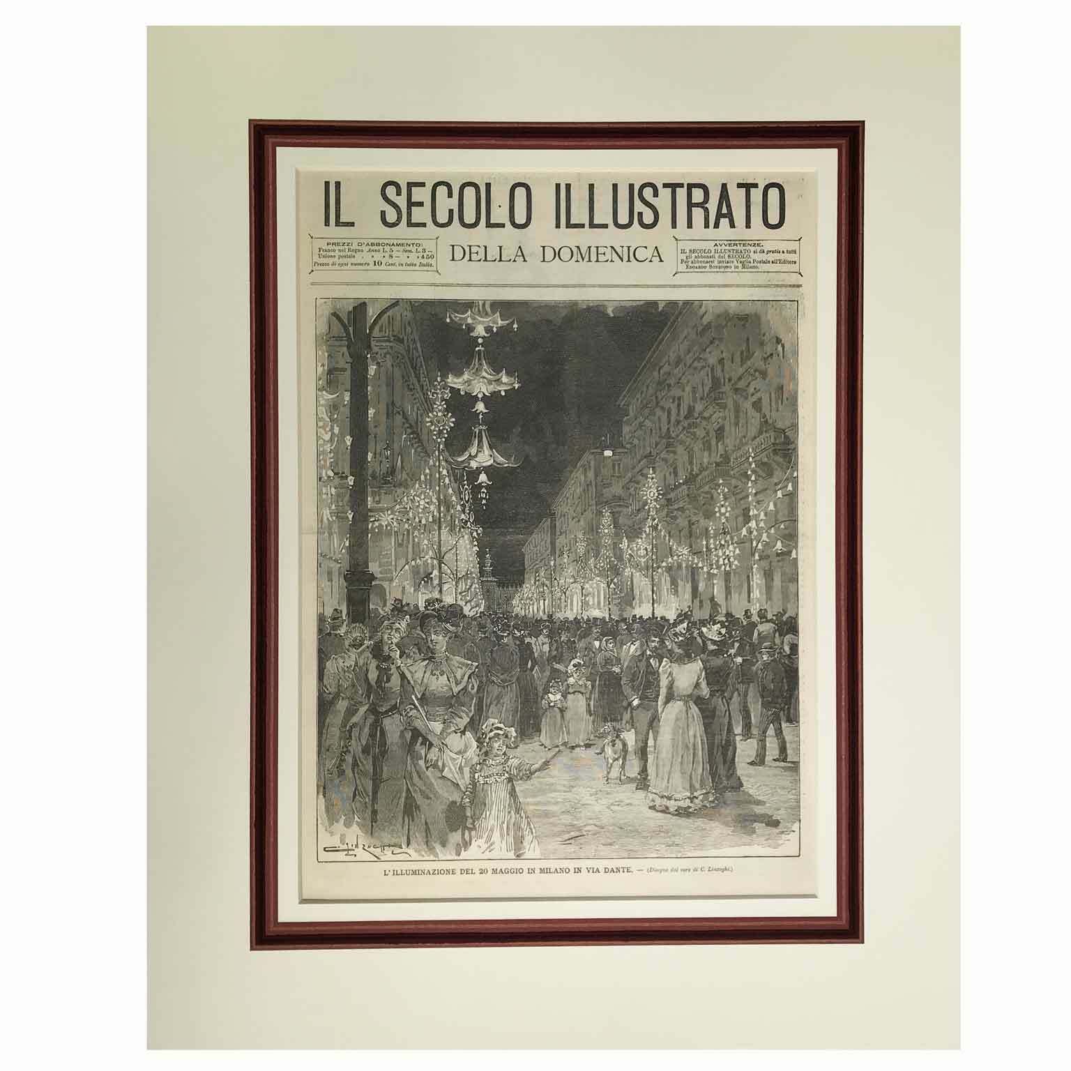 Antique Print Of Via Dante In Milan In 1893 photo furniture