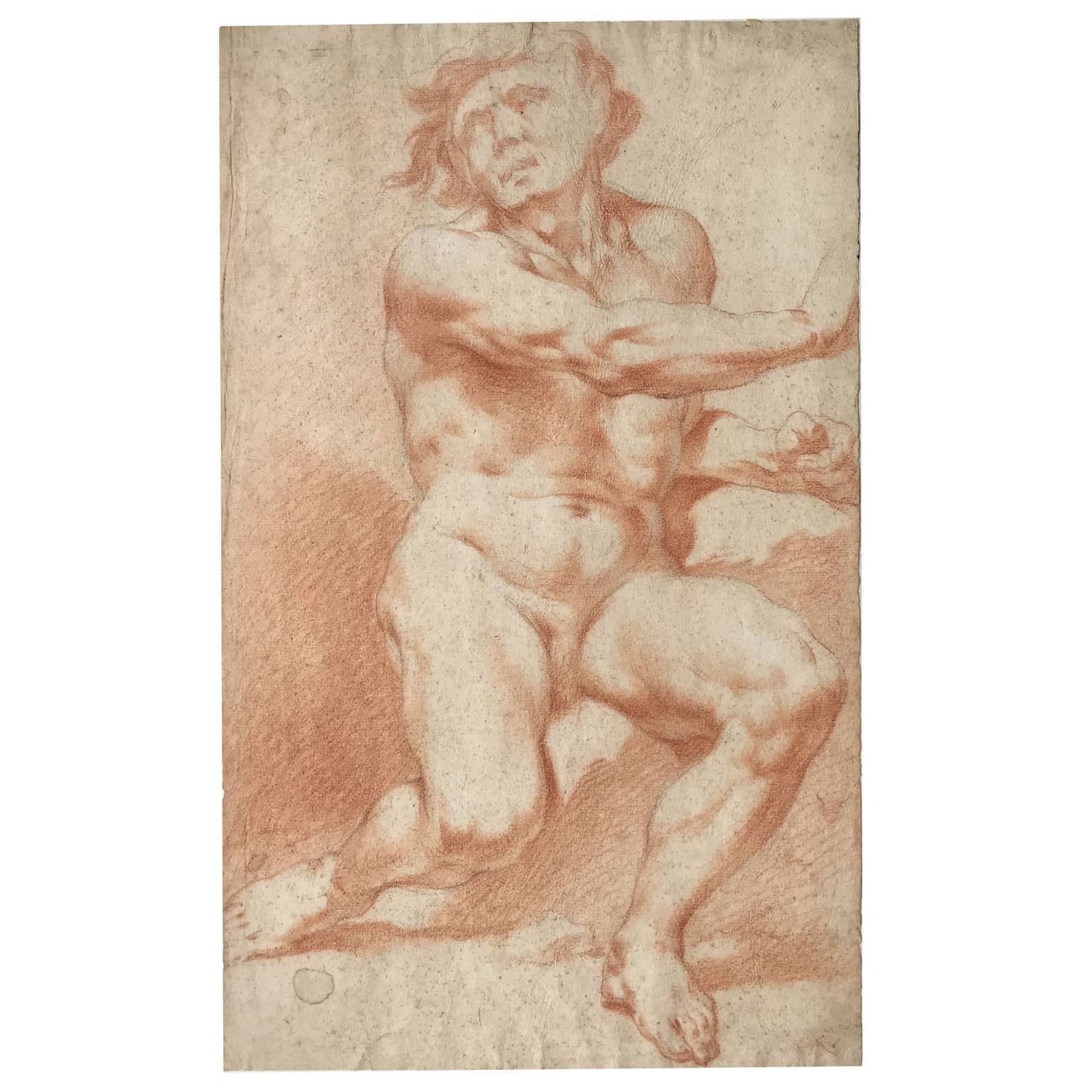 Pair Of Sanguine Drawings With Nude Studies photo for sale