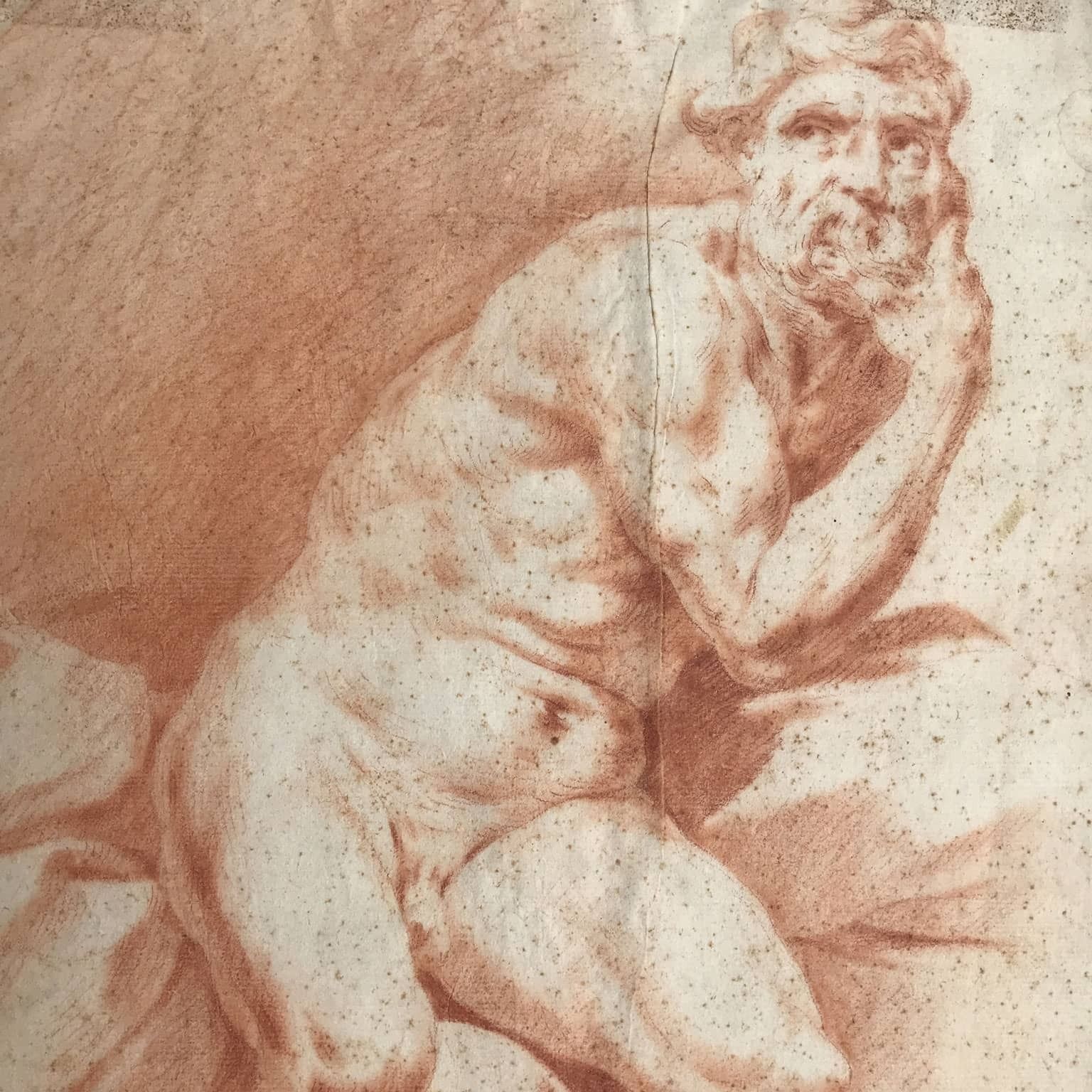 Pair Of Sanguine Drawings With Nude Studies photo vintage