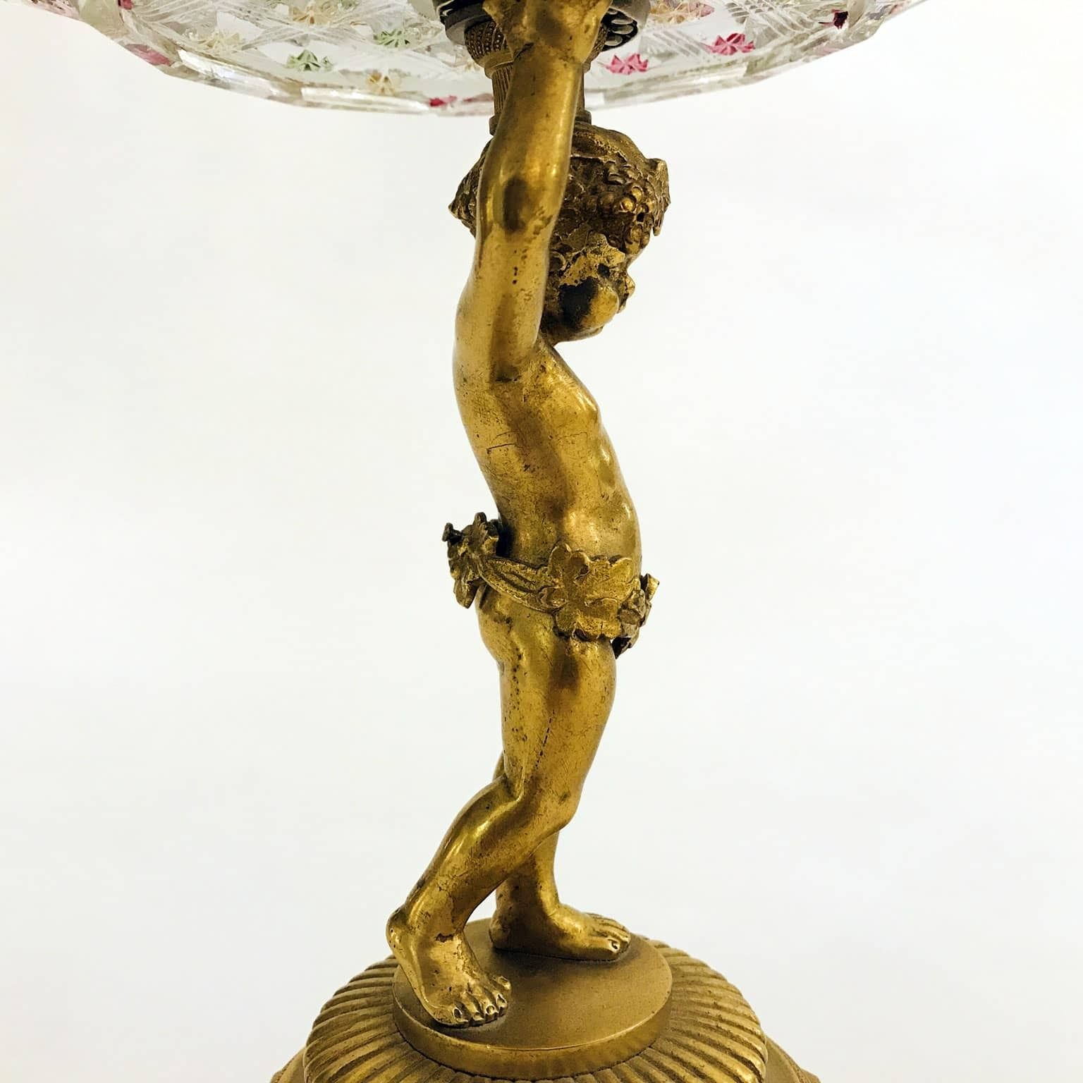 Pair Of Cake Stands In Gilded Bronze And Cut And Colored Crystal, Austria, Second Half Of The 19th Century photo vintage