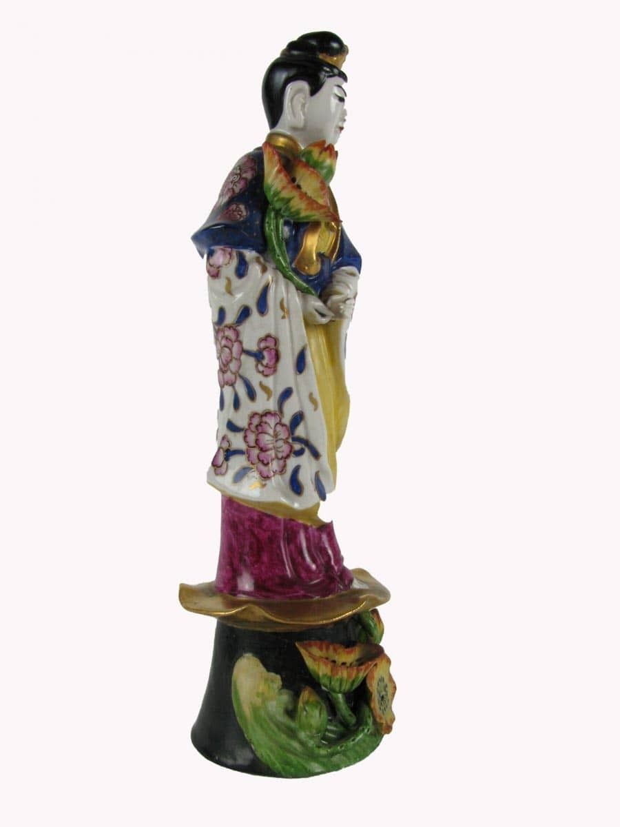 Figure Of An Oriental Woman In Polychrome Porcelain photo Home Decor