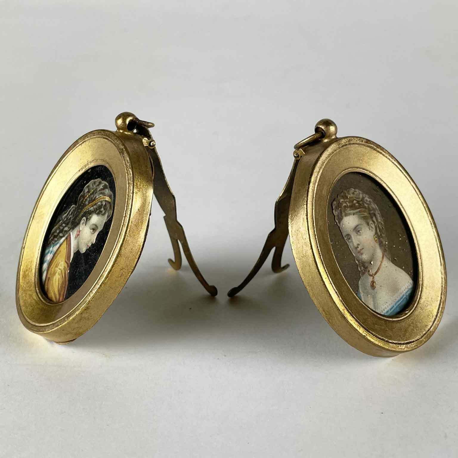 Pair Of Pointillé Miniature Portraits From 1800 photo furniture