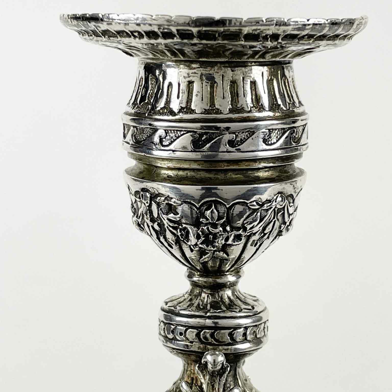 Pair Of Swiss Antique Silver Candlesticks Early 1900s photo 1761.0