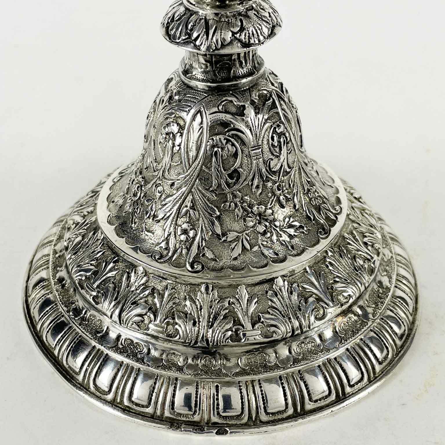 Pair Of Swiss Antique Silver Candlesticks Early 1900s photo buy