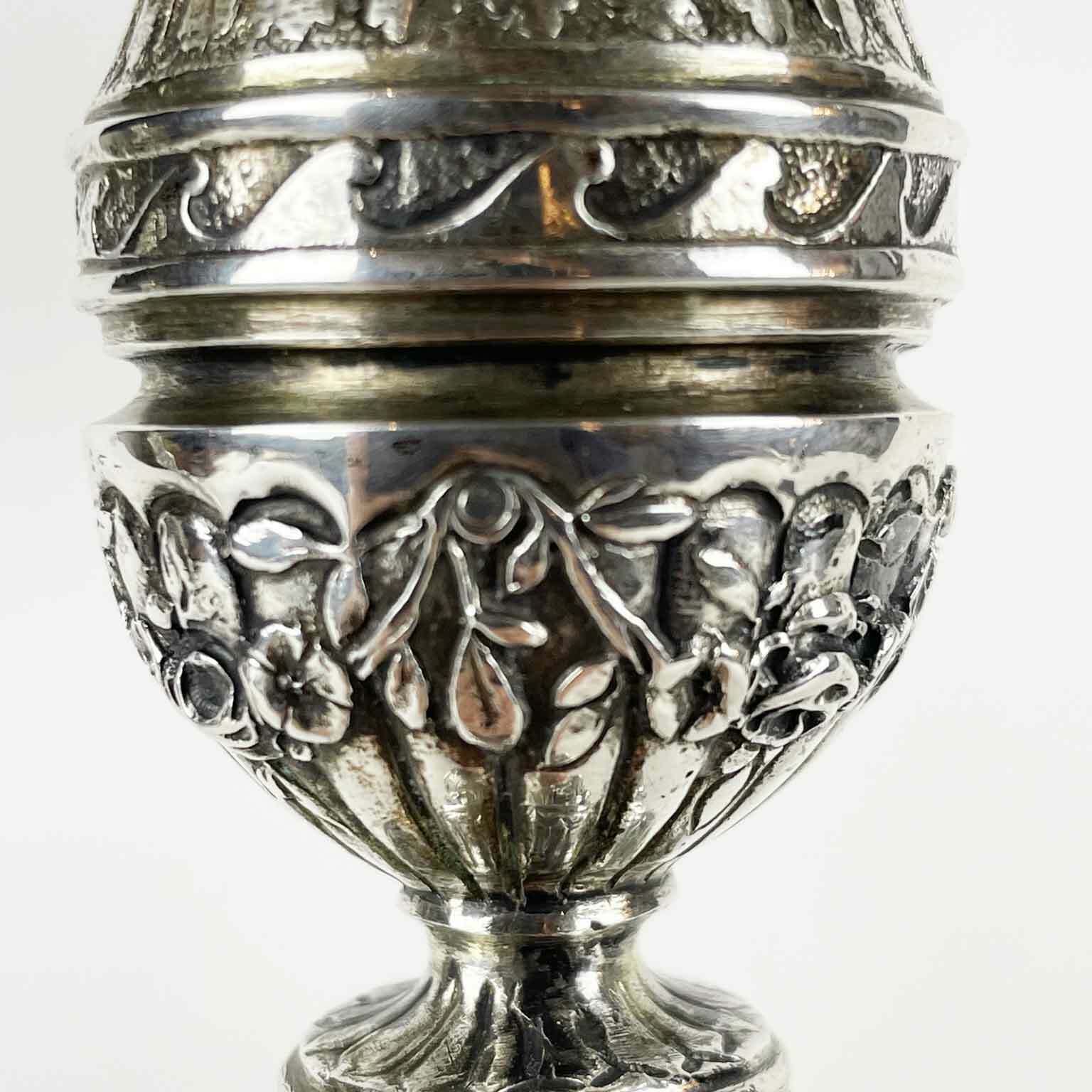 Home Decor Pair Of Swiss Antique Silver Candlesticks Early 1900s photo