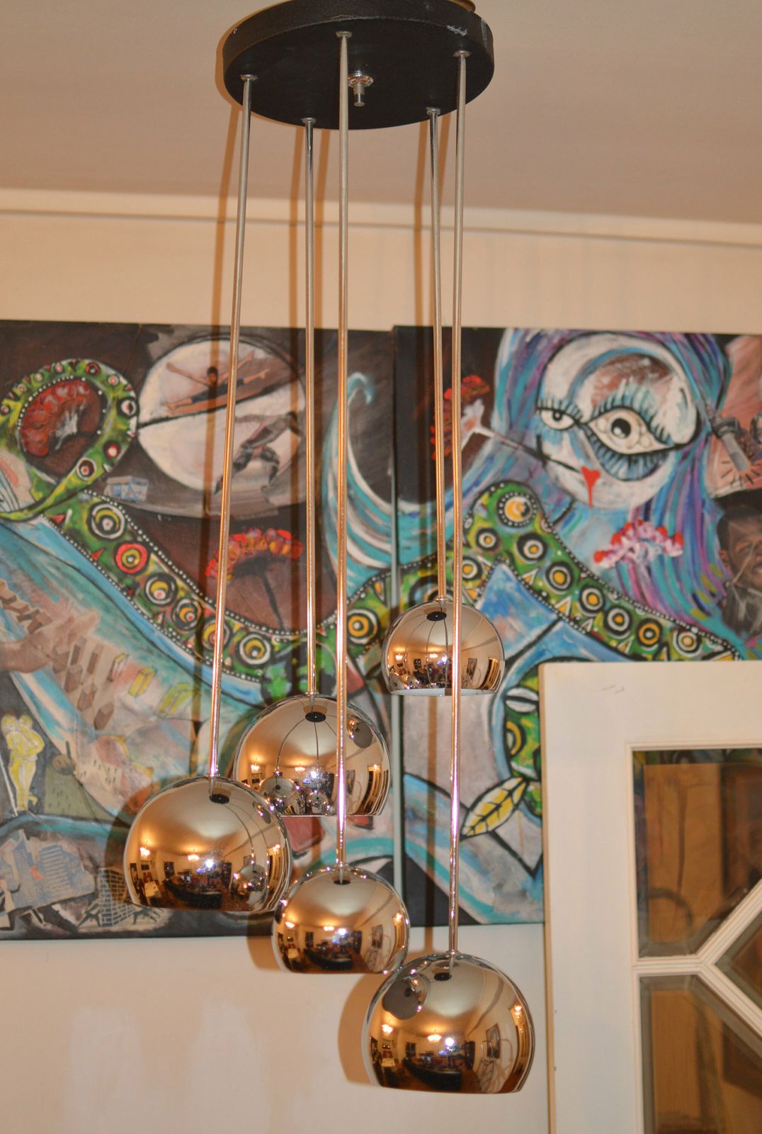 Lamp Mid Century Space Age Cascade Sputnik Chandelier . 1970. Original Big photo furniture