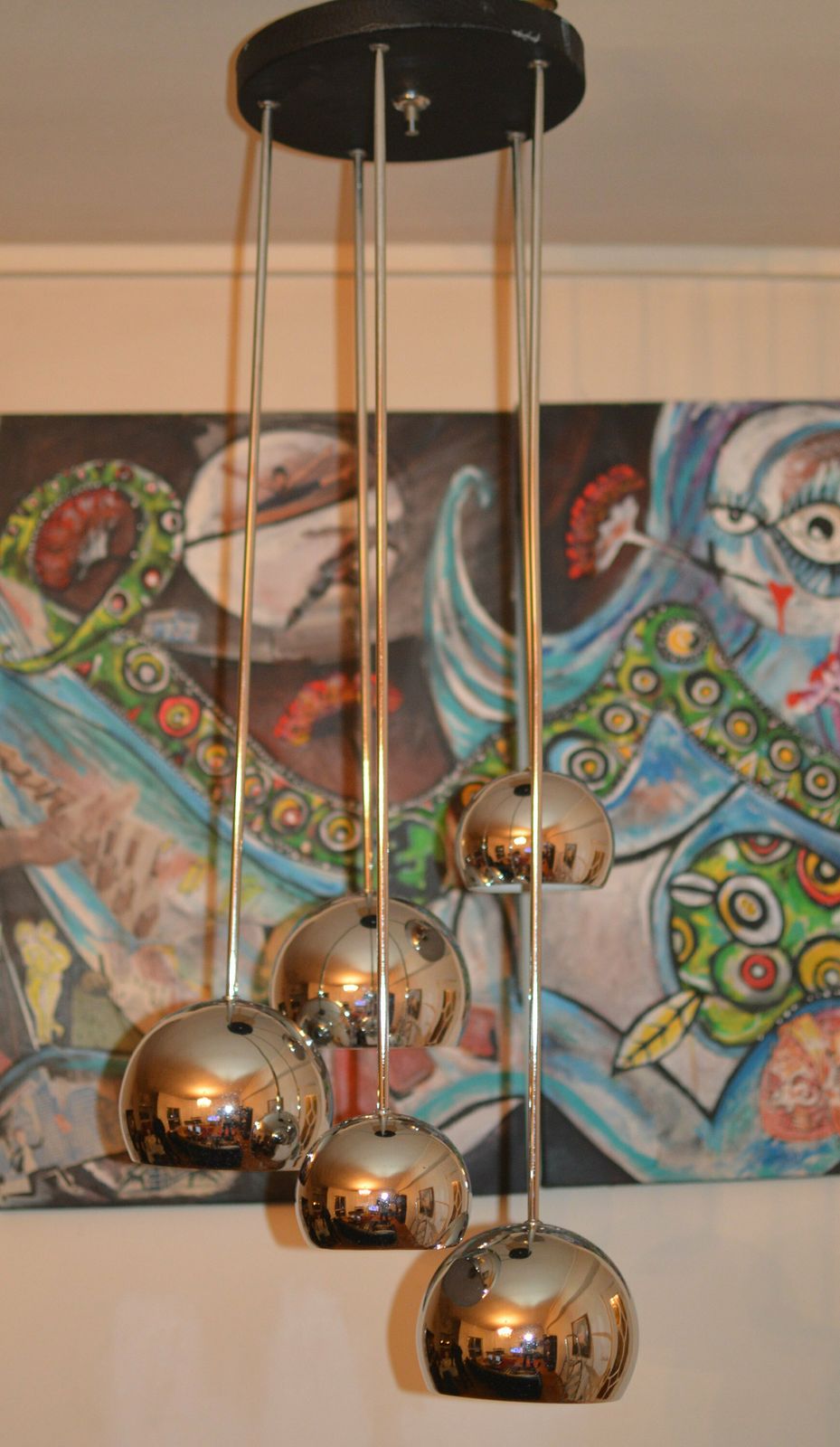 Lamp Mid Century Space Age Cascade Sputnik Chandelier . 1970. Original Big photo buy