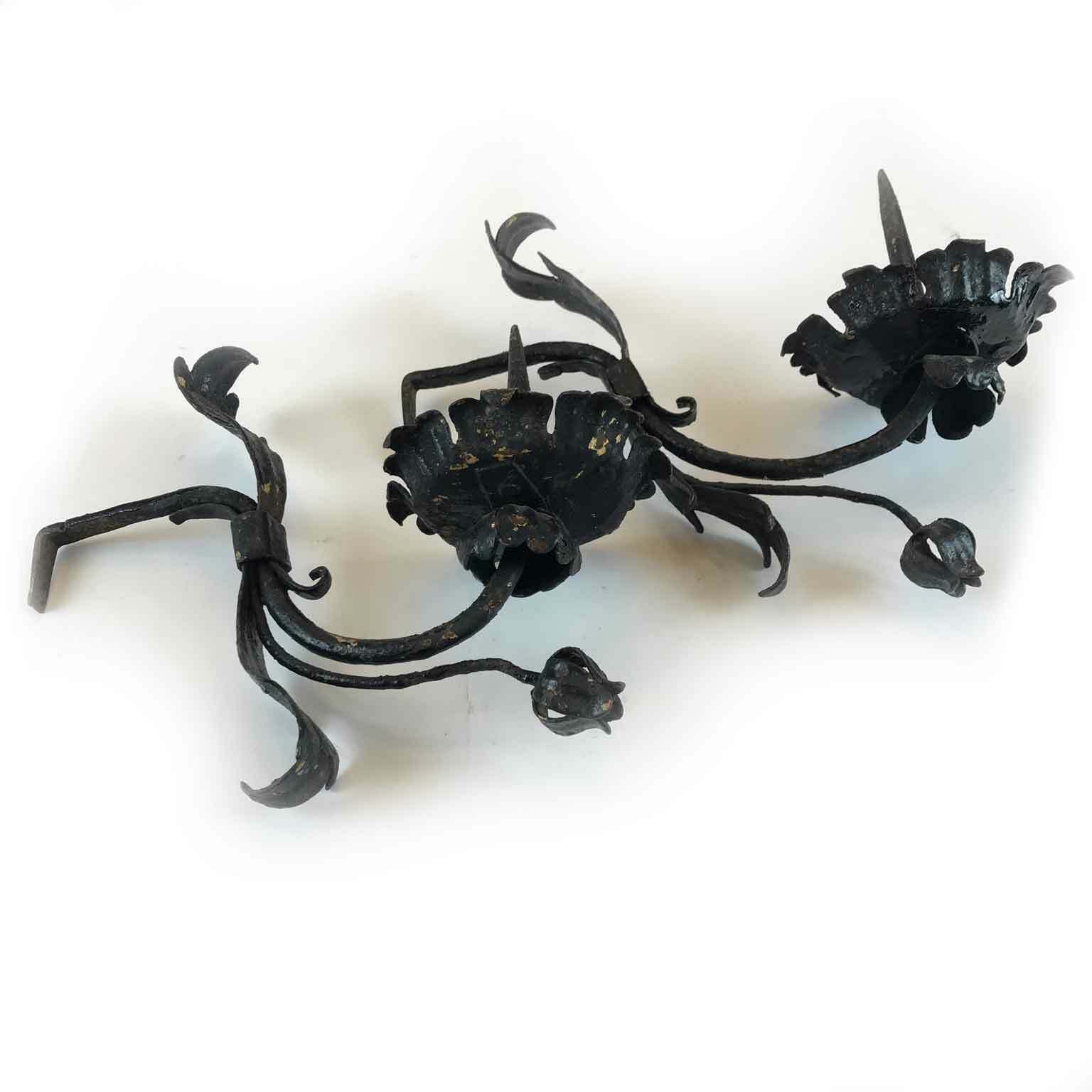 Pair Of Antique Wrought Iron Appliques
