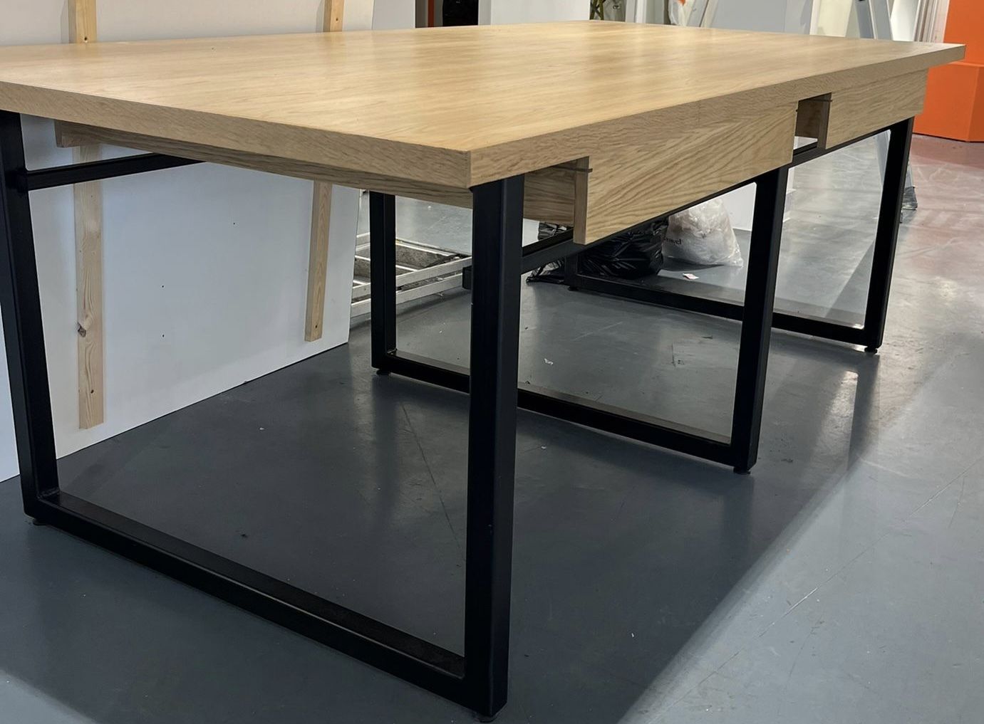 Brand New Large Wooden Table With Metal Frame photo furniture