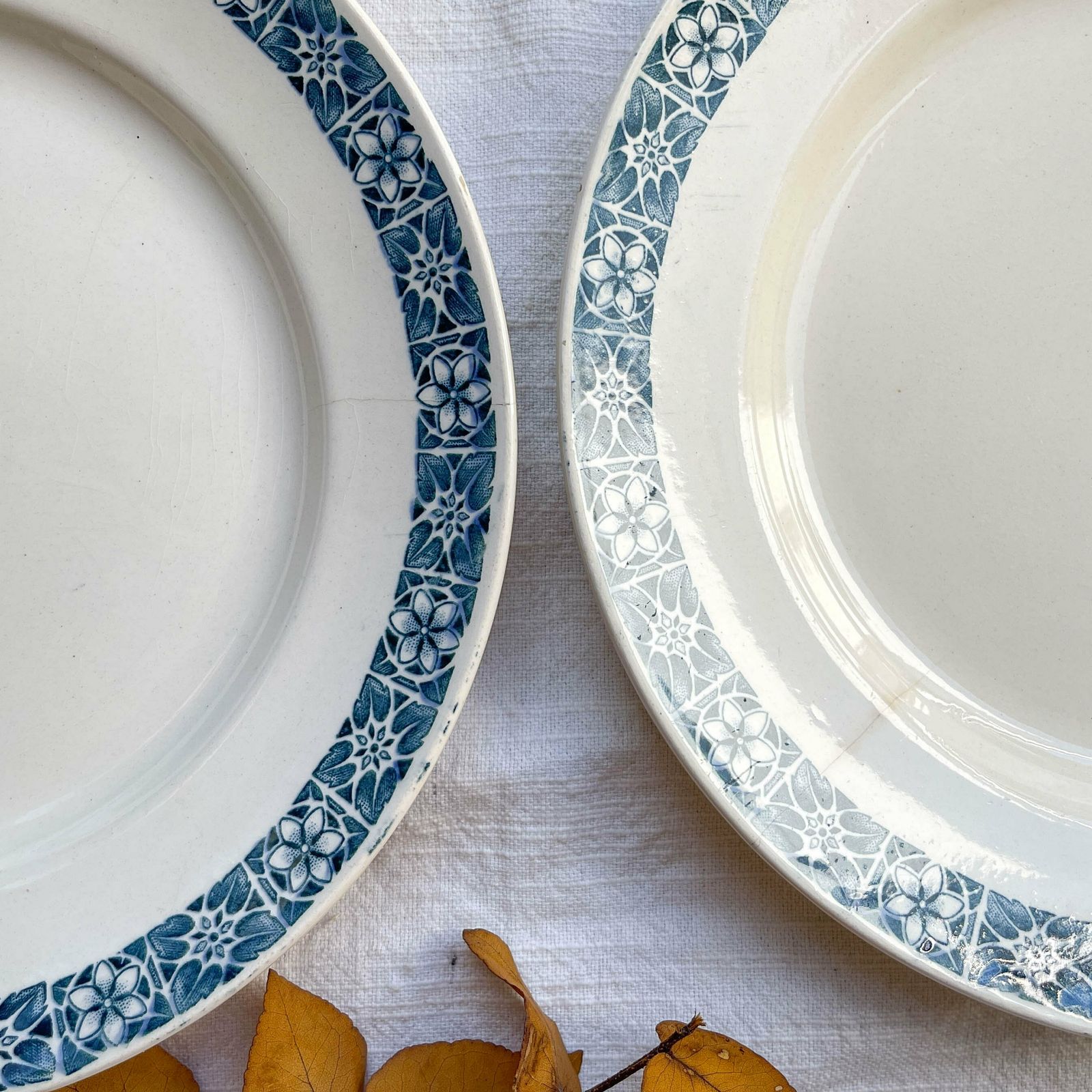 6 Flat Plates Terre De Fer Longchamp Model René Made In France   Terre De Fer Blue   Vintage French Tableware photo 64.0