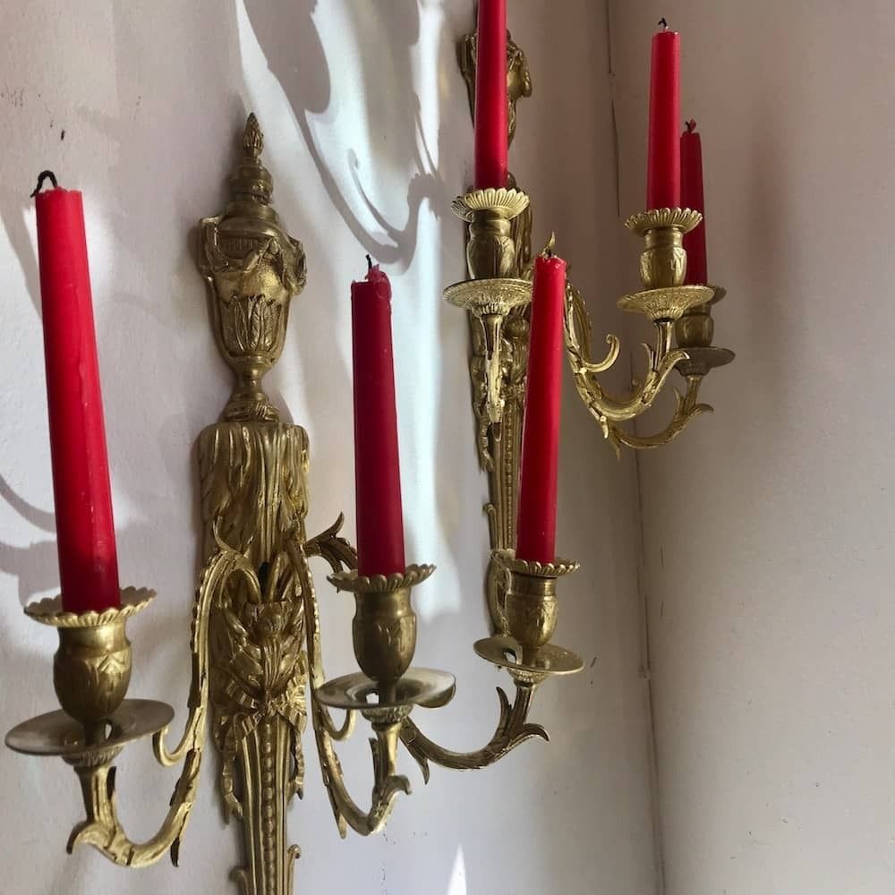 Lighting Pair Of Louis XVI Appliques In Gilt Bronze photo