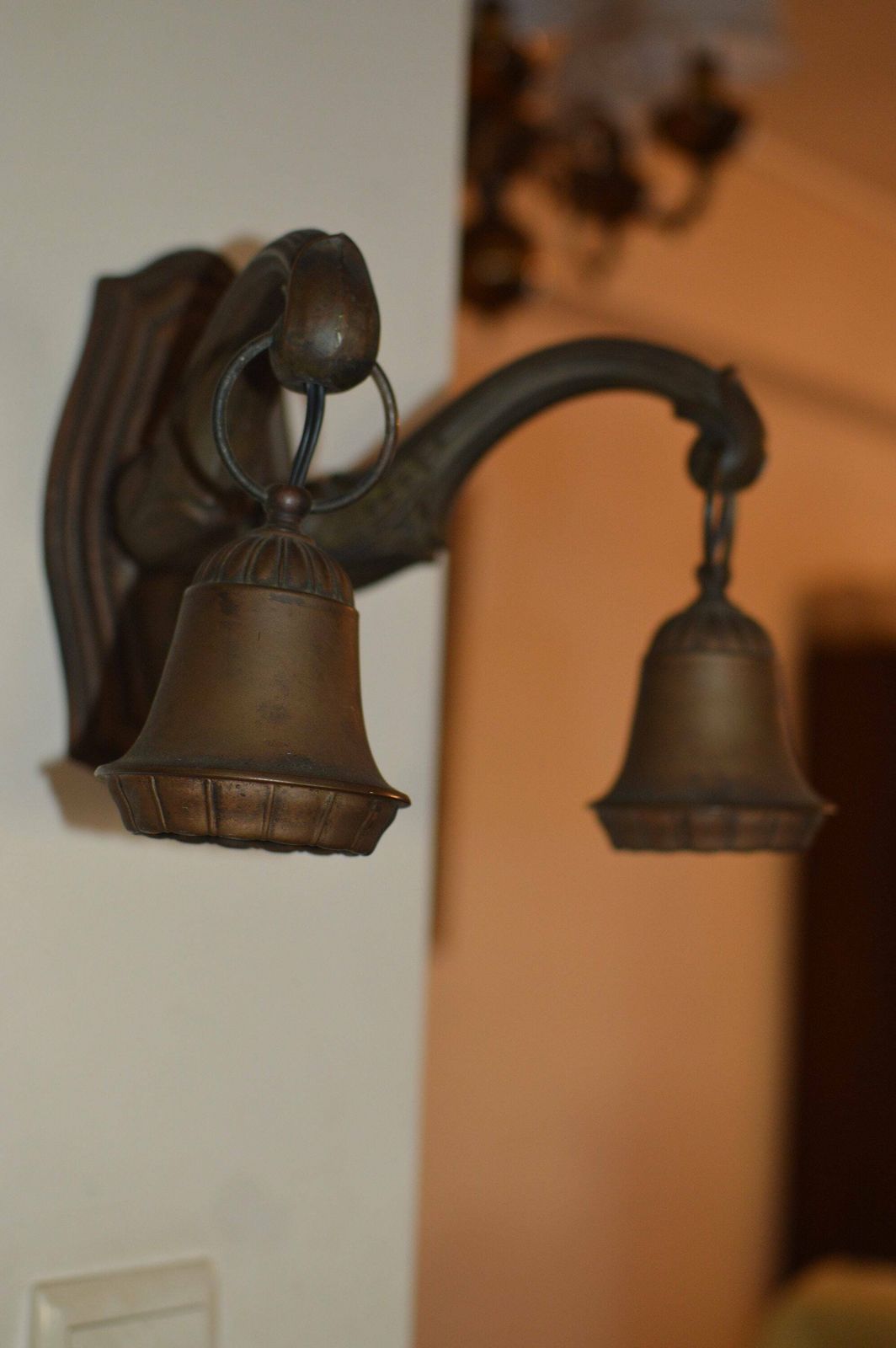 photo for sale Gilt Ole Lamp | Mid Century Gilded Metal Wall Lamp Vintage