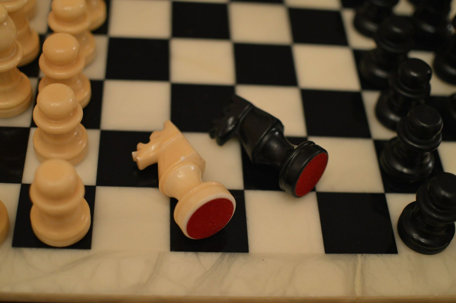 Vintage Alabaster Chess Set Hand Carved In Italy  Never Used photo vintage