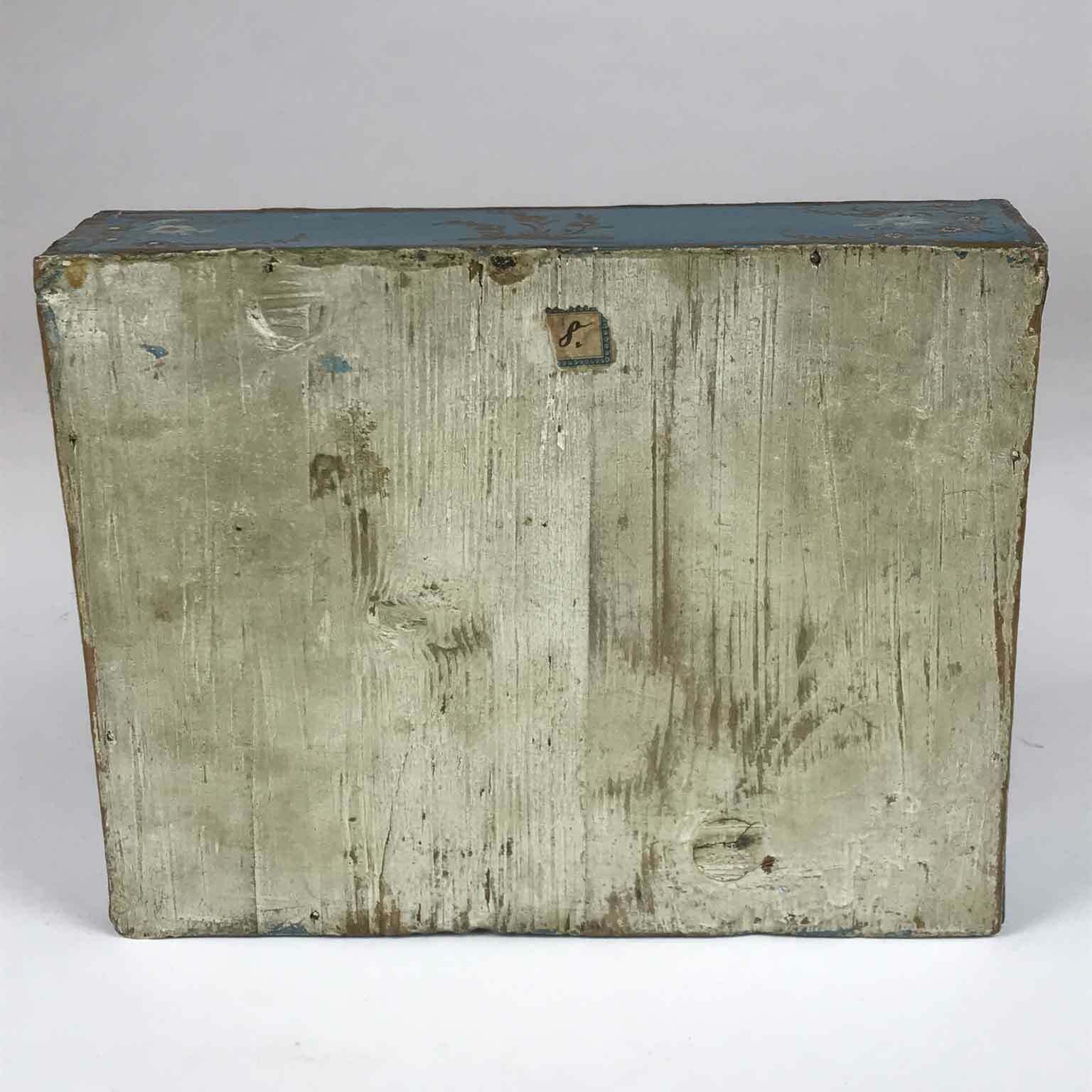 Home Decor Lacquered Box With Fake Paper And Little Flowers, Late 1700s photo