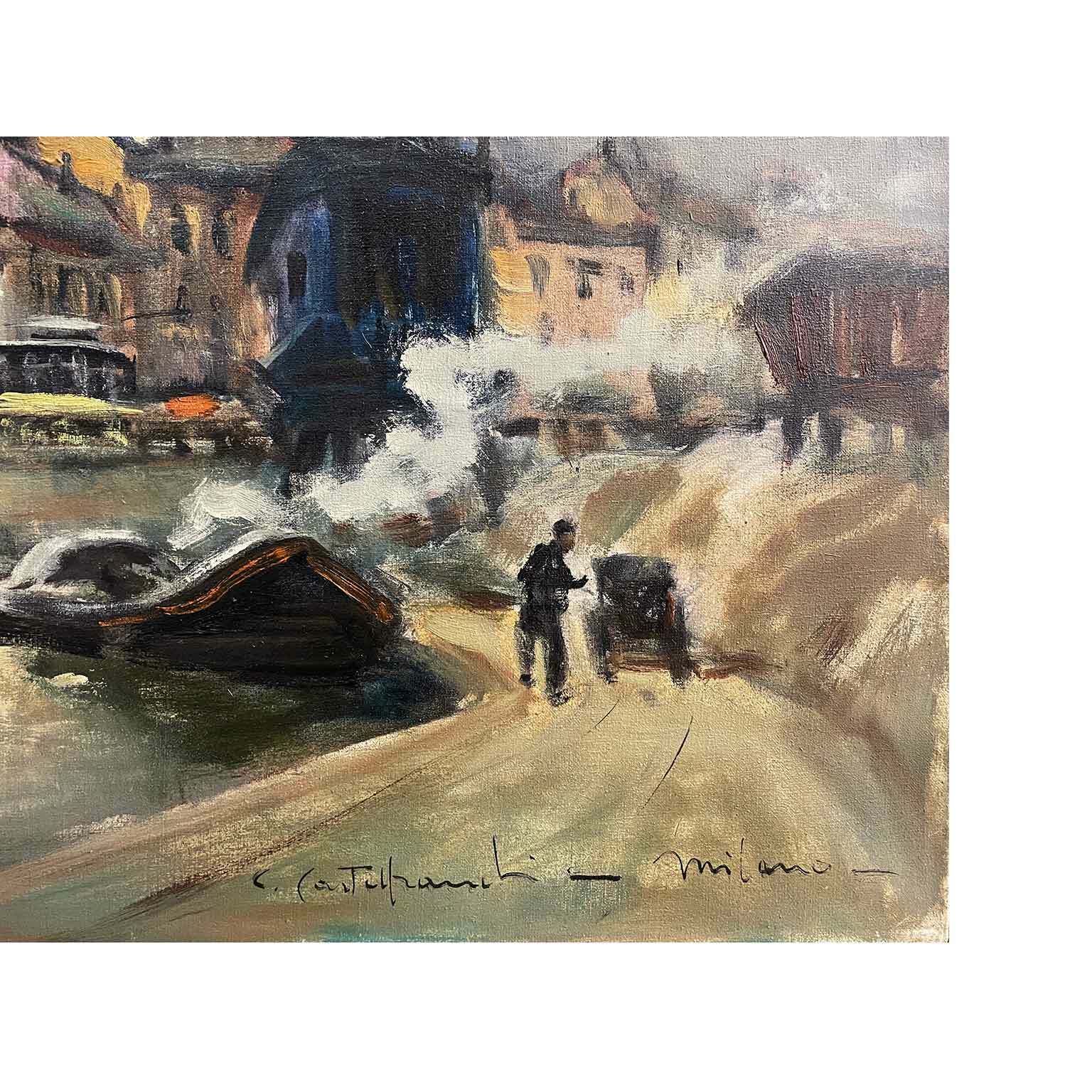 Cirano Castelfranchi View Of The Darsena Circa 1960 photo for sale