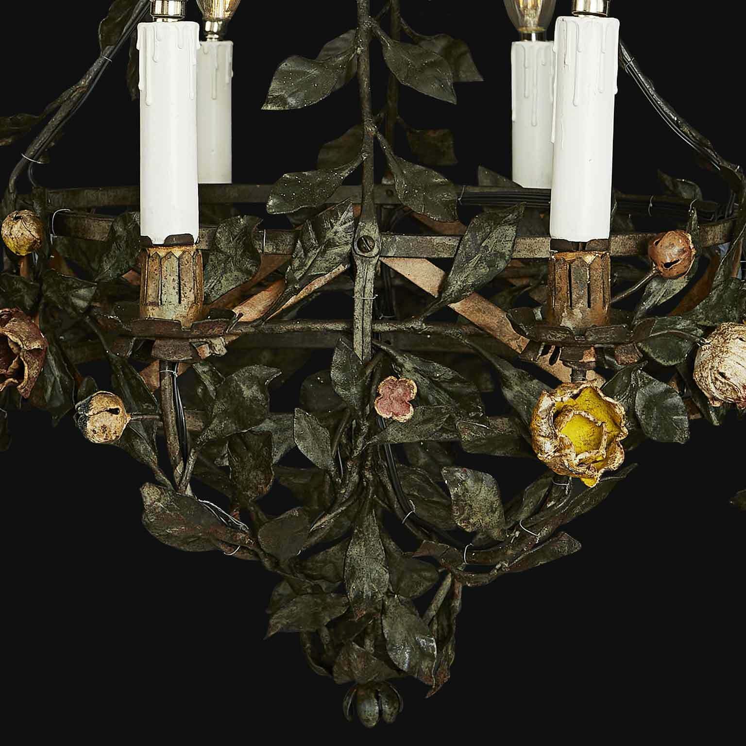 Floral Chandelier In Wrought Iron photo Lighting