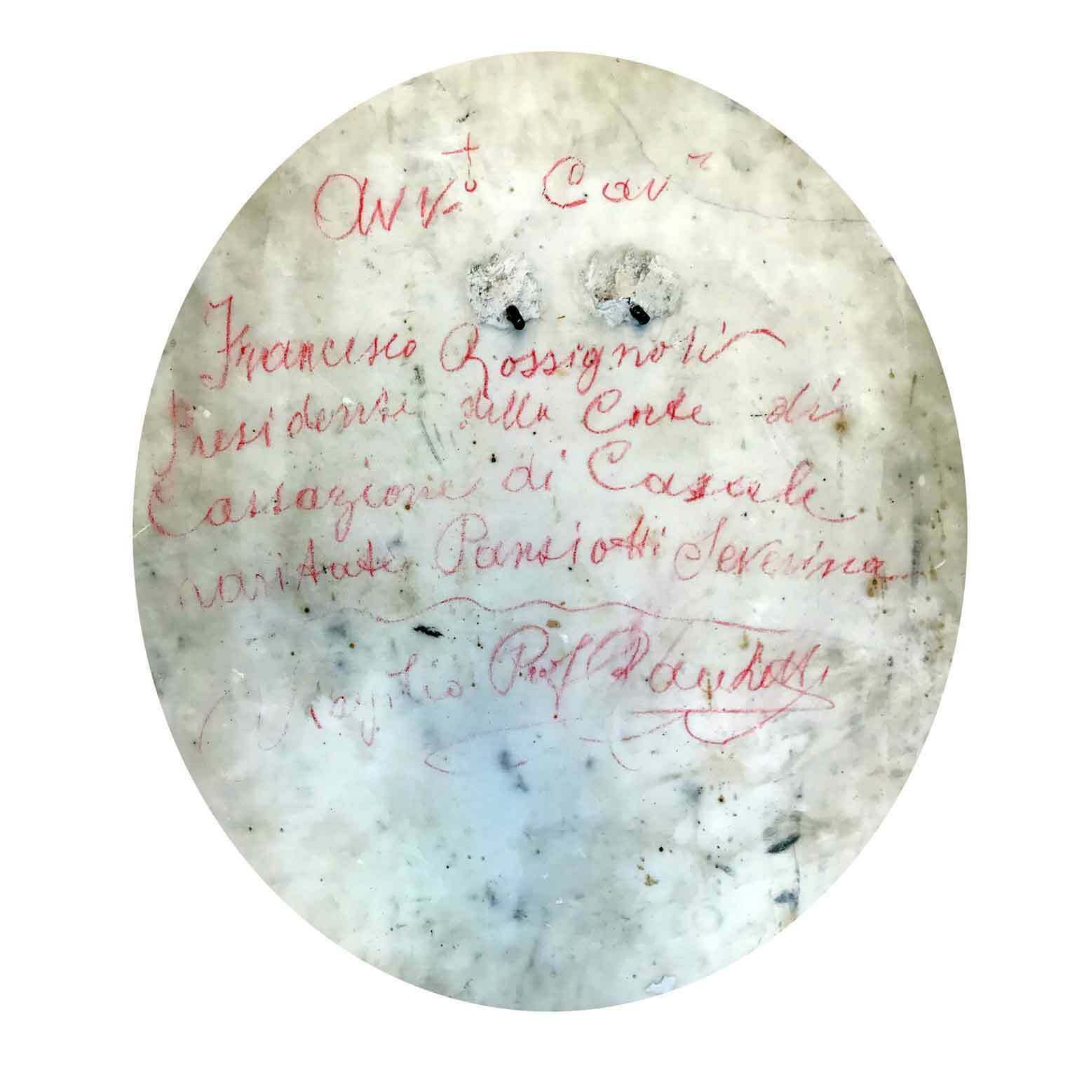Oval Bas Relief In White Marble With Male Portrait photo for sale