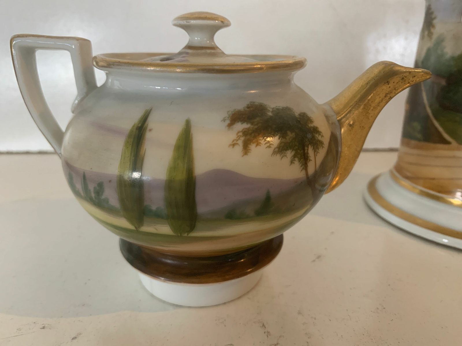 photo furniture Teapot In Polychrome Porcelain "Old Paris" XIX Century
