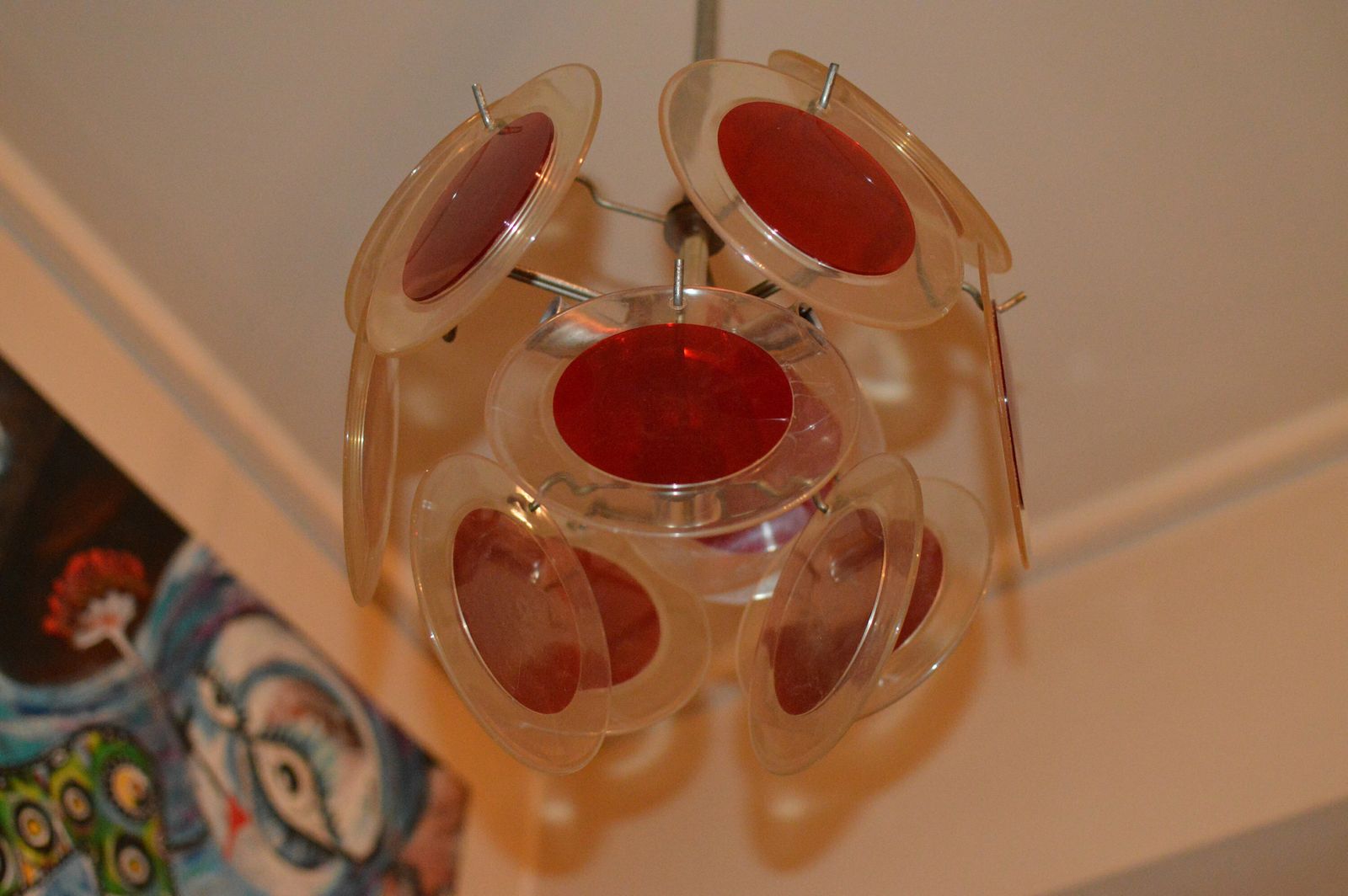 Vintage Plexiglass Yellow Discs Vistosi Era Chandelier, 1960s photo buy