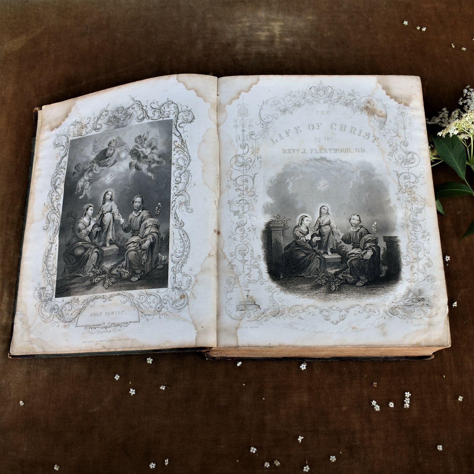 photo for sale Antique 1850s Life Of Christ Rev John Fleetwood Leather Book Lovely Inscription