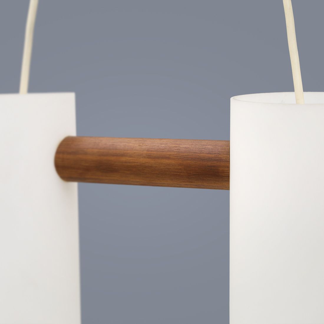 photo for sale Opaline Glass And Teak Chandelier By Uno & östen Kristiansson For Luxus, 1960s