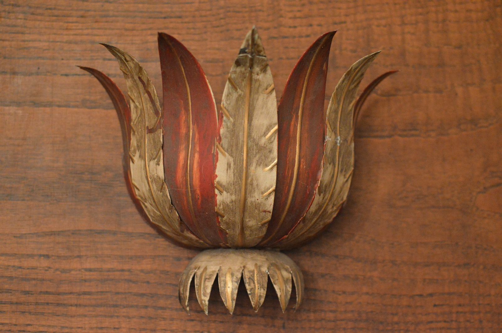 Pair Of Vintage French Lampshade, Wall Light Fixture, Leaves 1940. Rare photo vintage