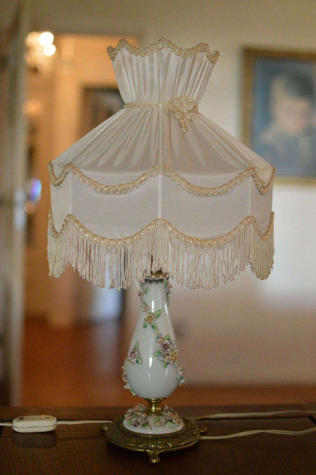 photo for sale Pair Of 1960s Porcelain Lamps Art Deco Mid Century