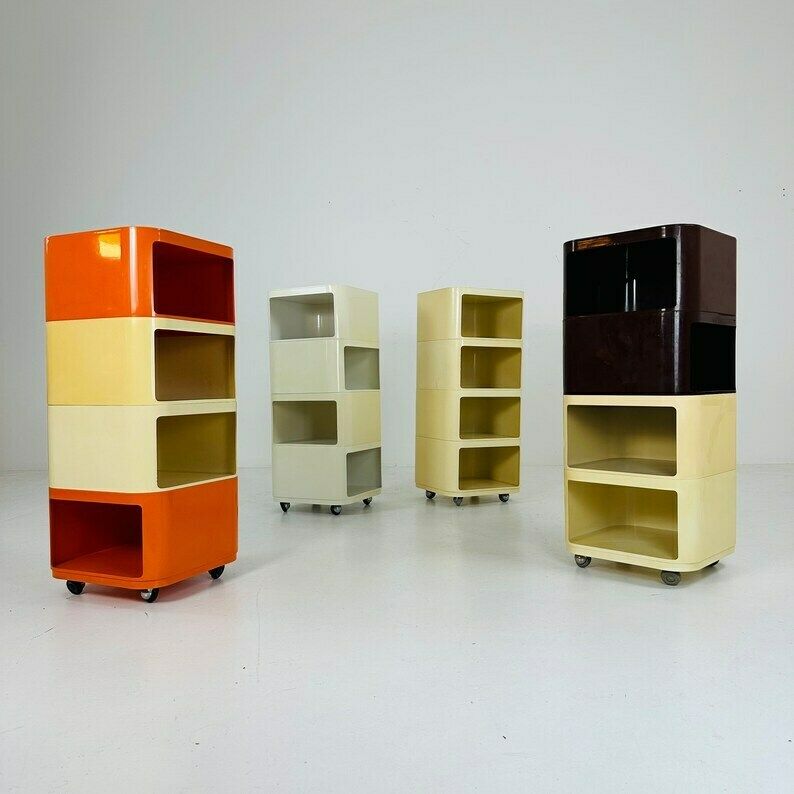Set Of 2 Componibili Square 4 Parts Serving Trolley By Anna Castelli For Kartell   Italy 1960s photo vintage