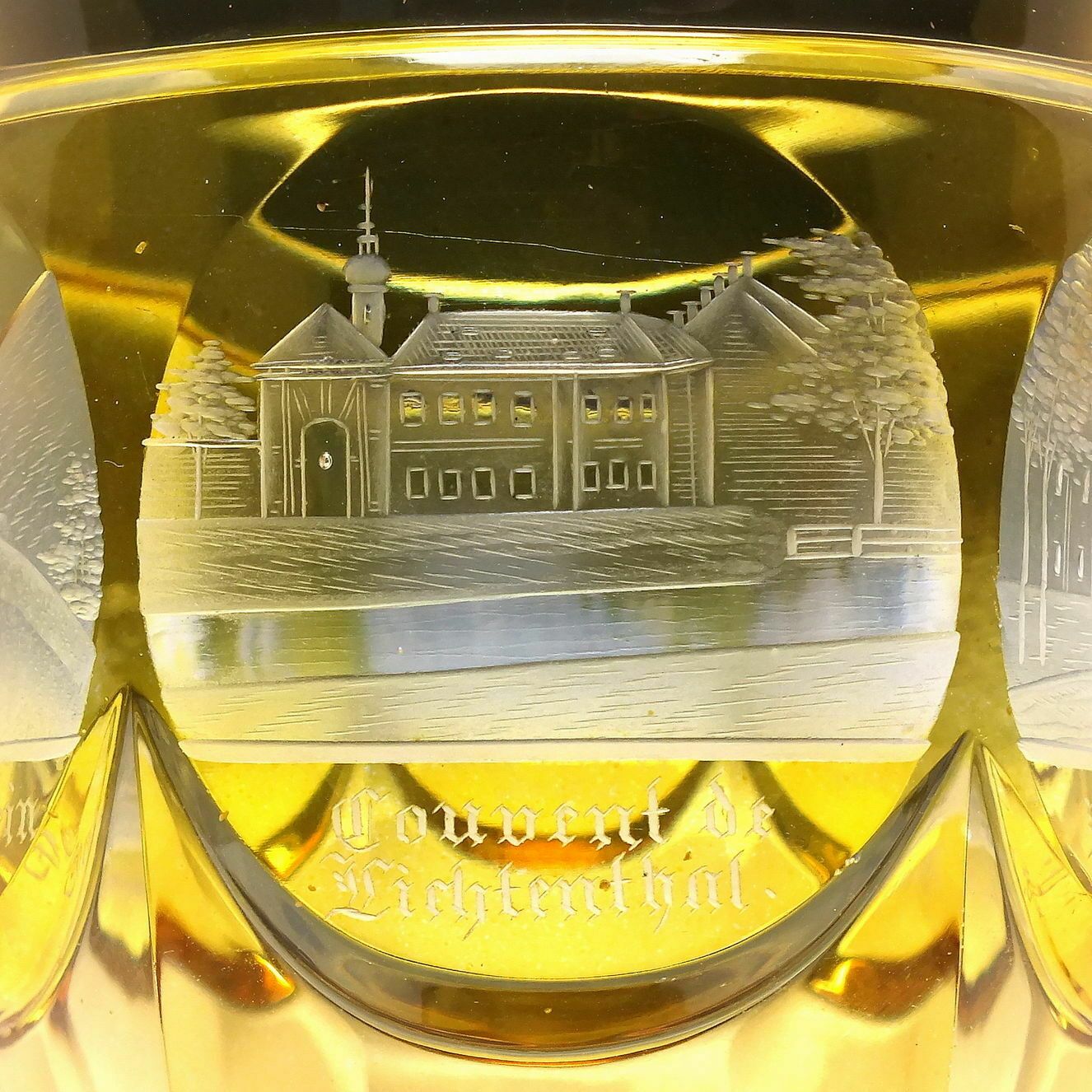 19th Century Bohemian Biedermeir Engraved Spa Glass Goblet C1840 photo buy