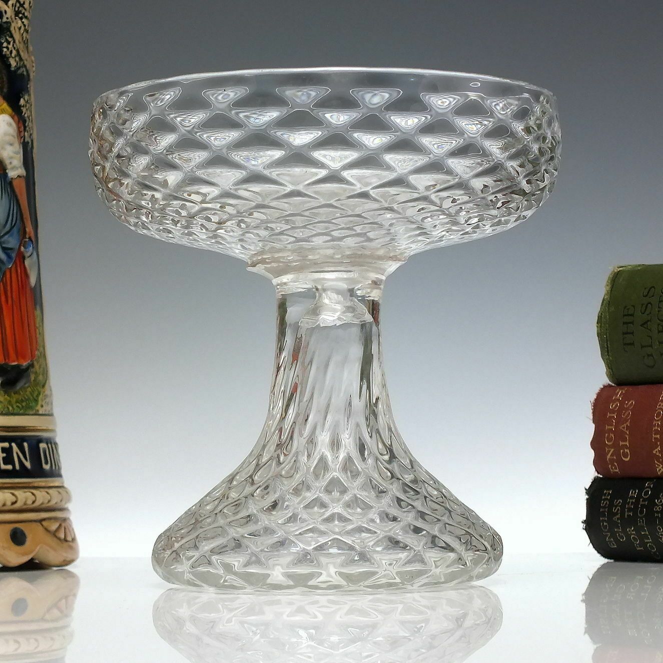 Georgian Nipt Diamond Waies 'Wet' Sweetmeat Glass C1750