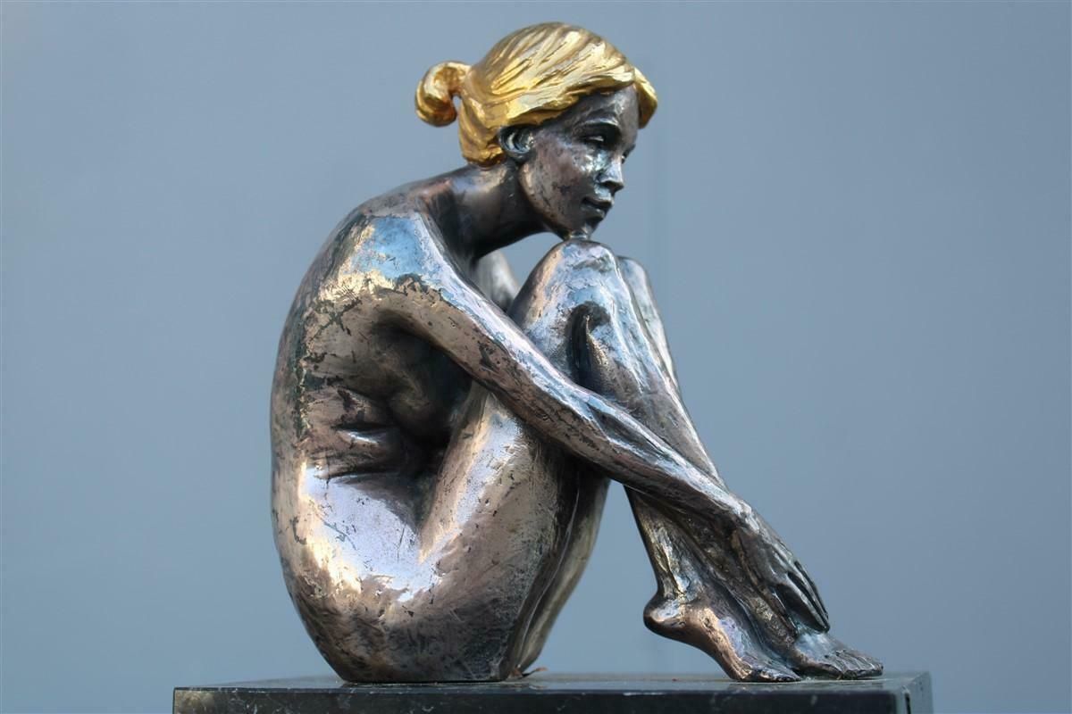 Sculpture Of Womanin Silver Foil And Gold Italy 1970s Guido Mariani photo furniture