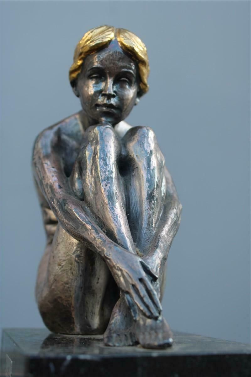 Sculpture Of Womanin Silver Foil And Gold Italy 1970s Guido Mariani photo for sale