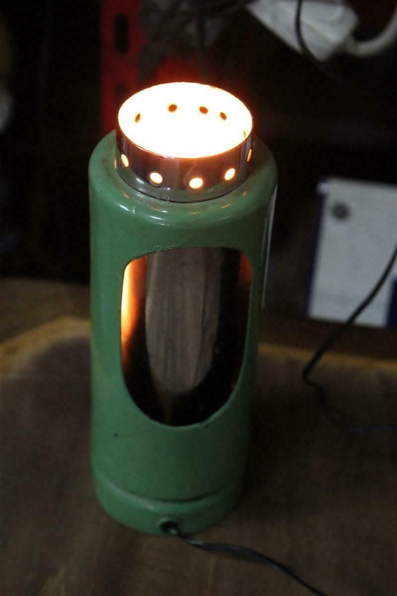 Mid Century Italian Eclisse 1950s Green And Steel Table Lamp photo vinterior