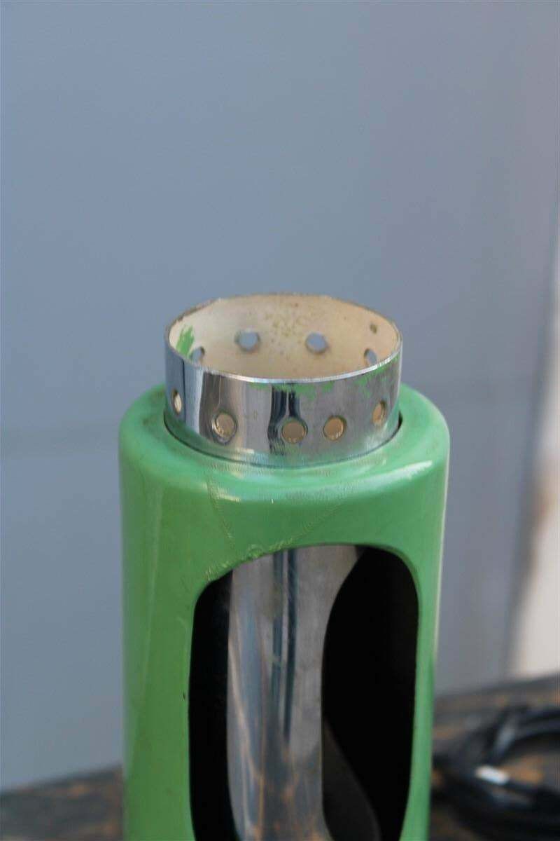 Mid Century Italian Eclisse 1950s Green And Steel Table Lamp photo vintage