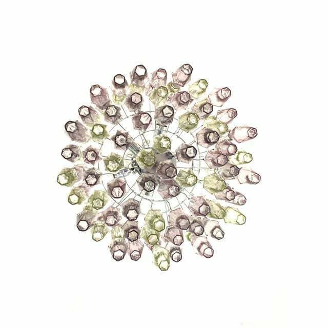 Contemporary Multicolor "Poliedri" Murano Glass Chandelier In Venini Style photo vintage