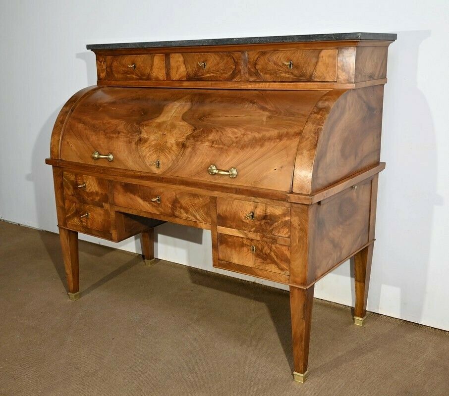 Important Property Cylinder Desk In Walnut, Directoire Period – Early 19th Century photo 10407.9838713