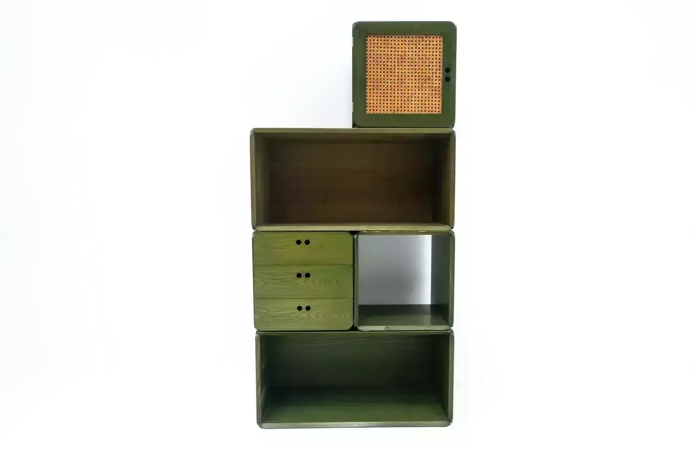 Mid Century Set Of Modular Green Wooden Cubes By Derk Jan De Vries, 1960s photo buy