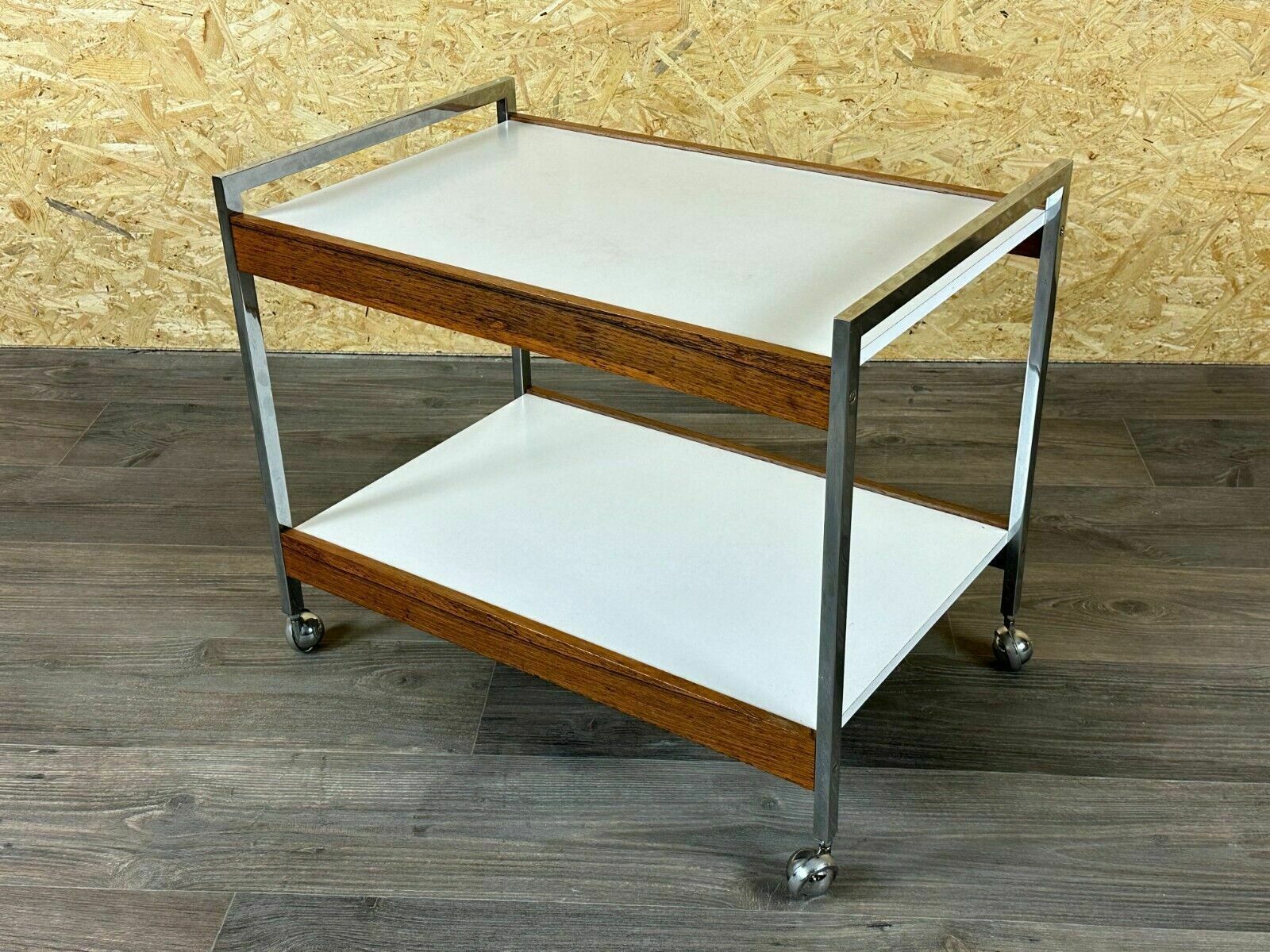 photo for sale 60s 70s Serving Trolley Dinette Made Of Teak & Chrome Danish Modern Design
