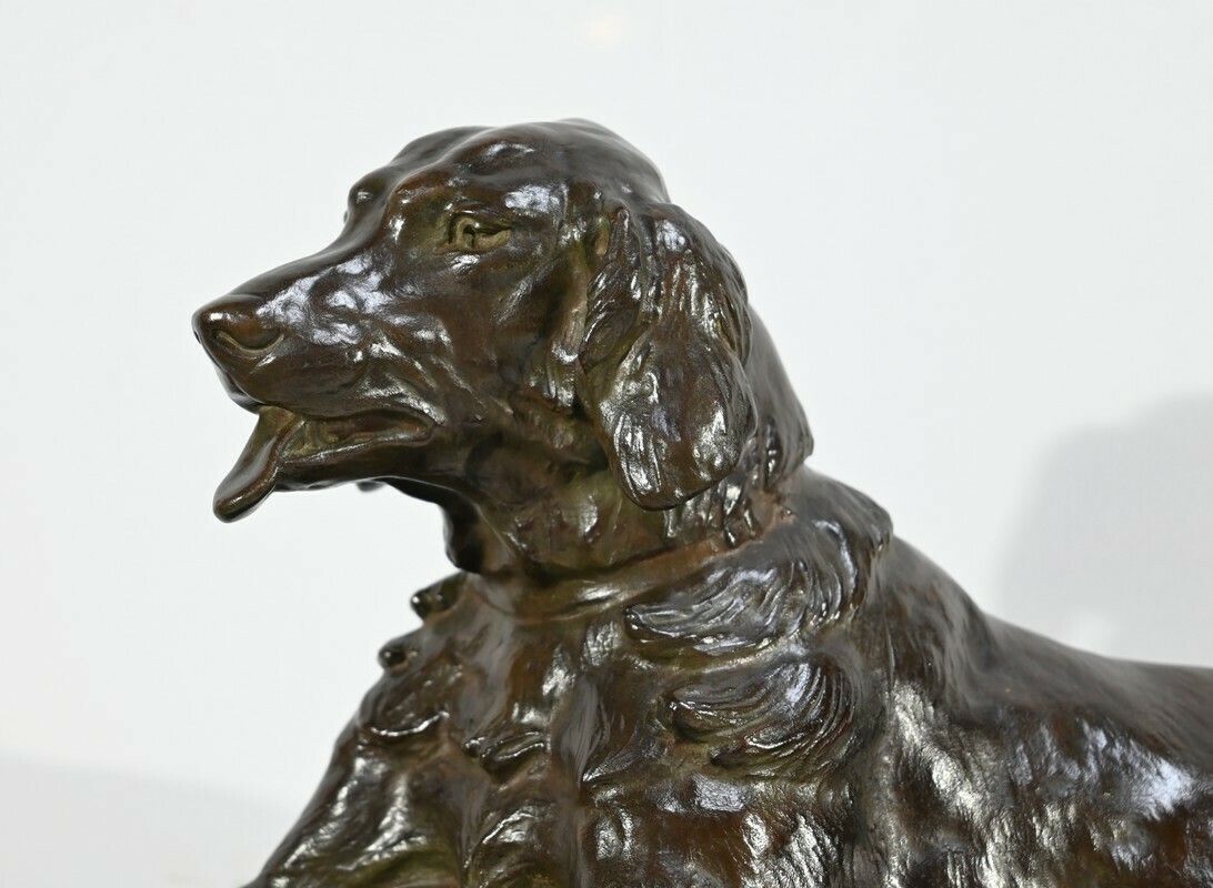 Bronze “The Dog With The Hare”, Signed Je. Masson – Early 20th Century photo vinterior