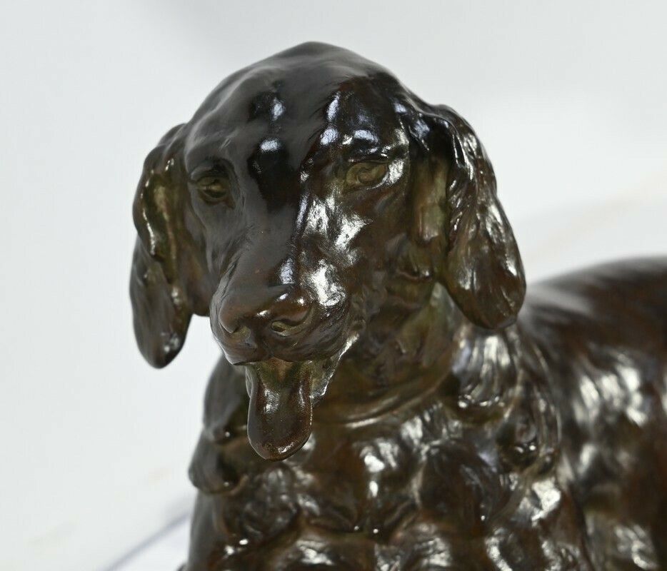 photo for sale Bronze “The Dog With The Hare”, Signed Je. Masson – Early 20th Century