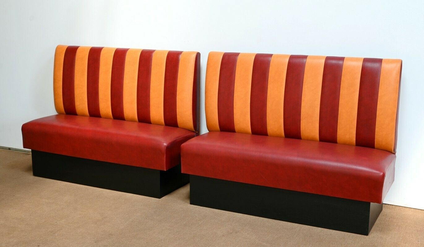Pair Of Faux Leather Bistro Benches – 1970 photo for sale