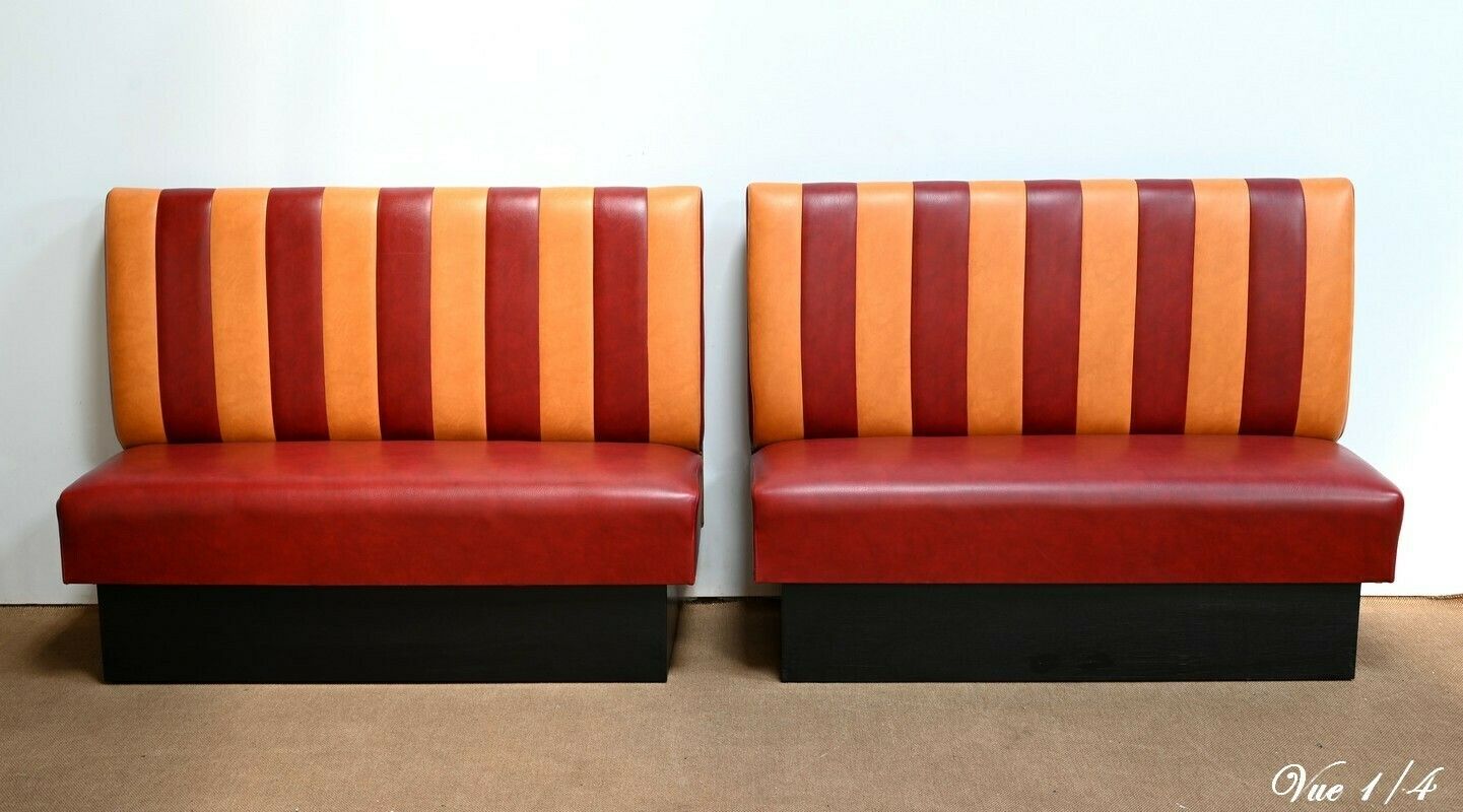 Pair Of Faux Leather Bistro Benches – 1970 photo 2368.16935444
