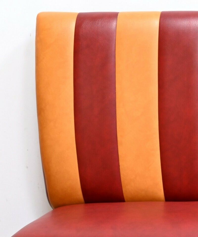 Pair Of Faux Leather Bistro Benches – 1970 photo vintage