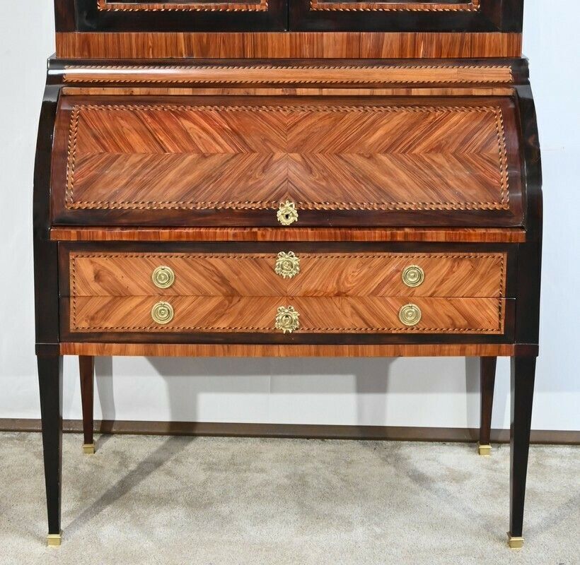 Furniture Exceptional Cylinder Desk Showcase In Precious Wood – Late 18th Century photo